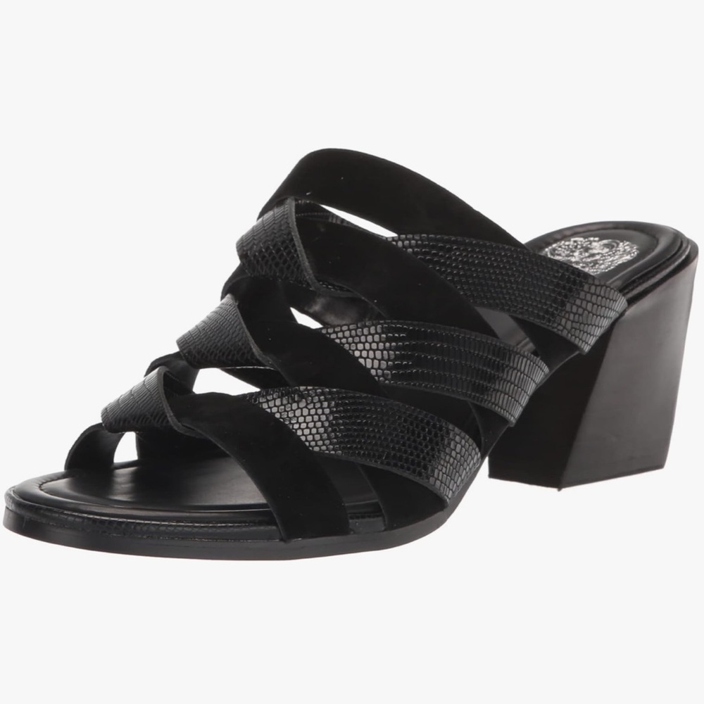 Vince Camuto Deljesta Black Braided Leather Strap Mules Size 8.5